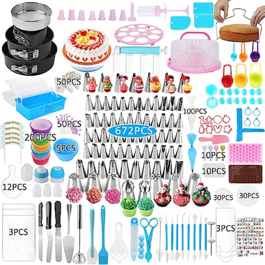 Springform Pan Set - Cake Decorating Kit 672 Pcs Cake