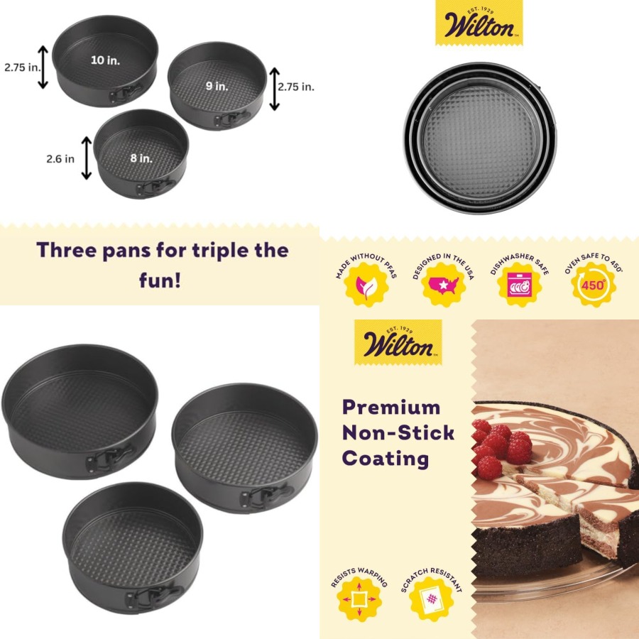 Springform Pan Set - Gold Non-Stick 8, 9, 10 in