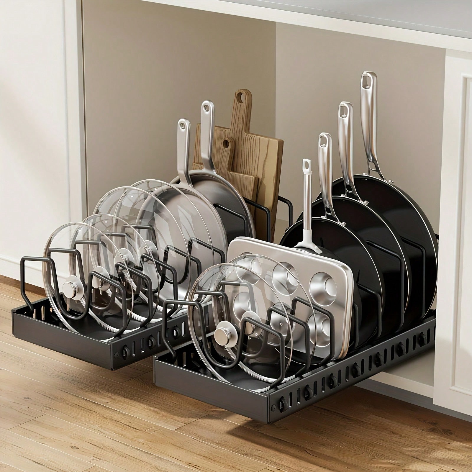Kitchen Baking Pan Storage - 1/2pcs Cabinet Pull-Out Storage Box For