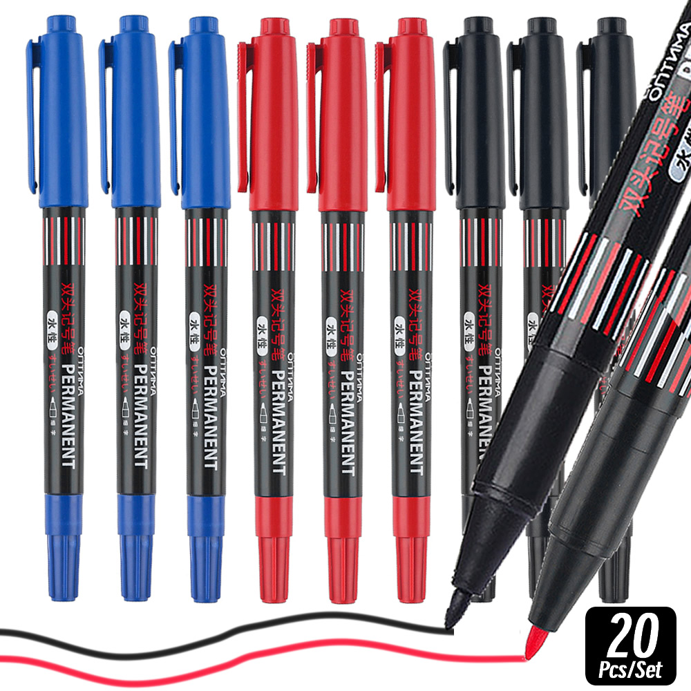Decorating Tip Set - 20Pcs/Set Black/Blue/Red Double Tip Markers For