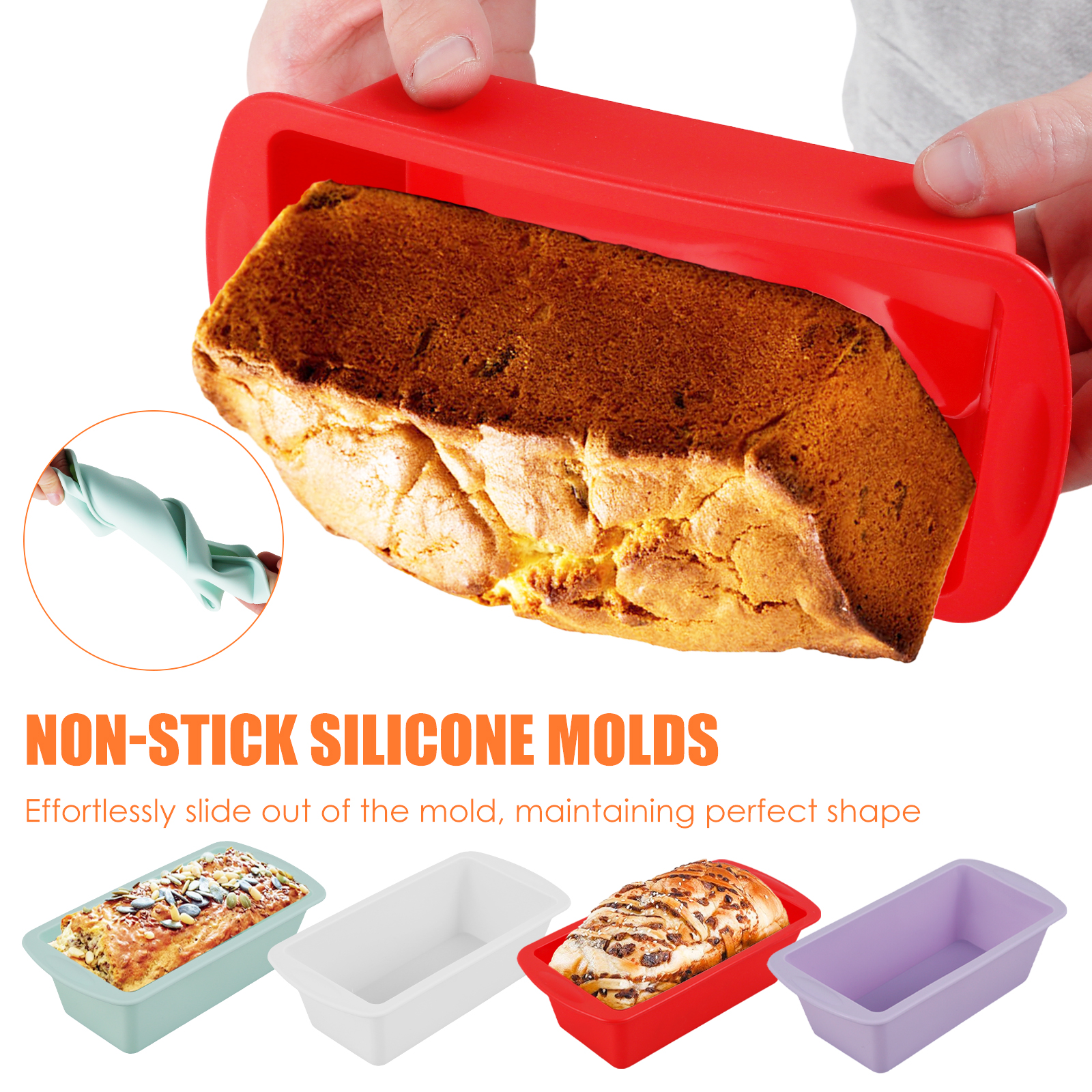 4Pcs Rectangular Silicone Brea - Springform Pan Set avaliação e preço