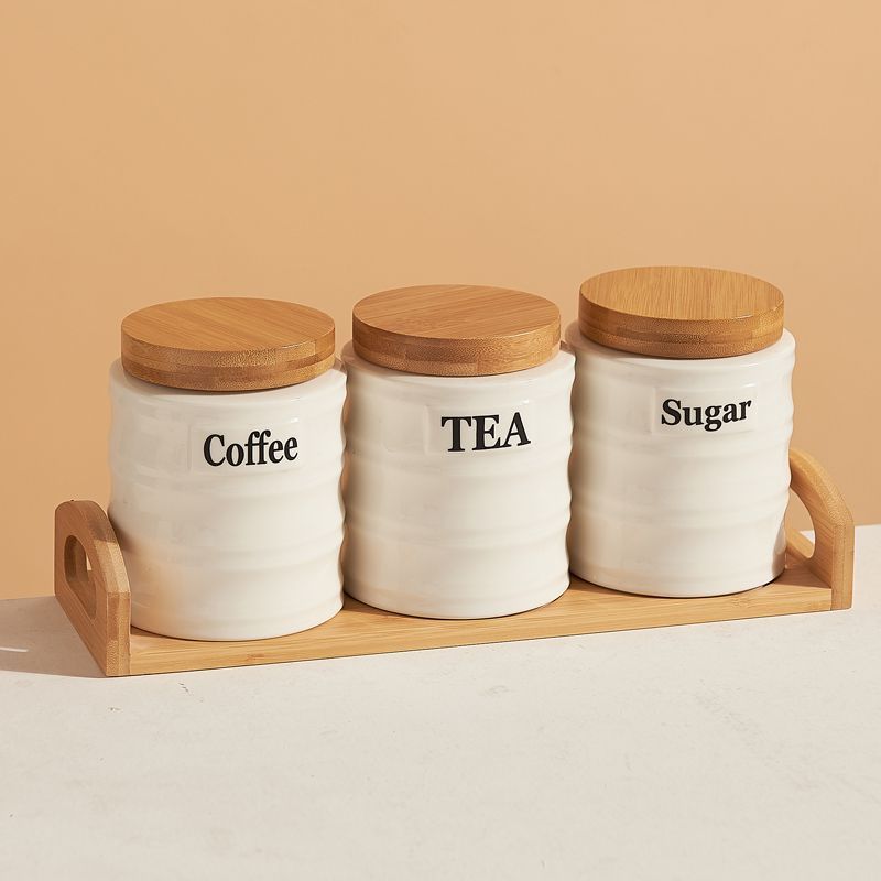 3PCS Ceramic Storage Jars Set  - Kitchen Baking Canisters avaliação e preço
