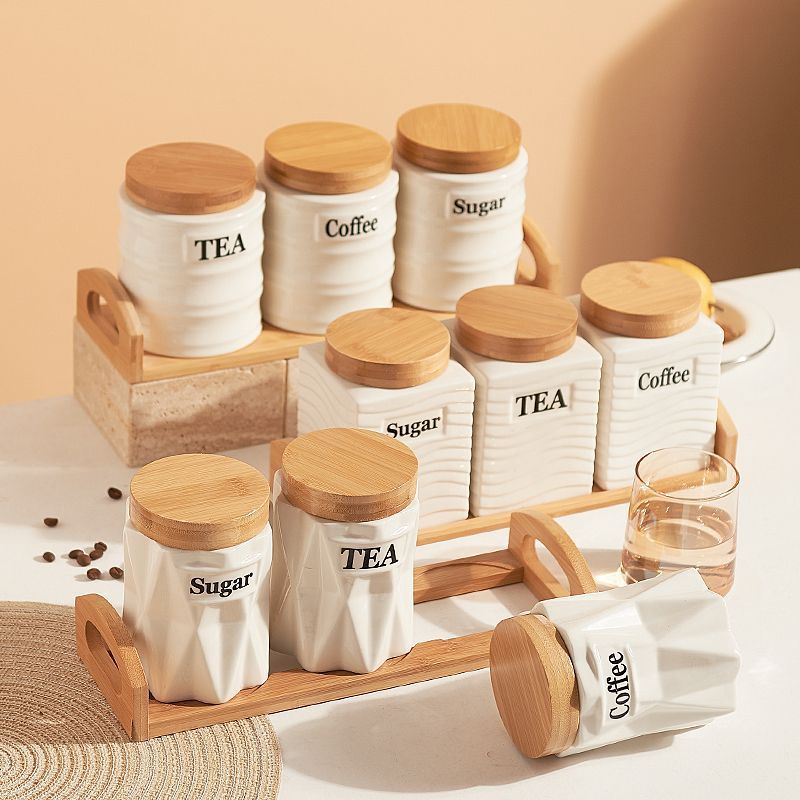 3PCS Ceramic Storage Jars Set  - Kitchen Baking Canisters avaliação e preço