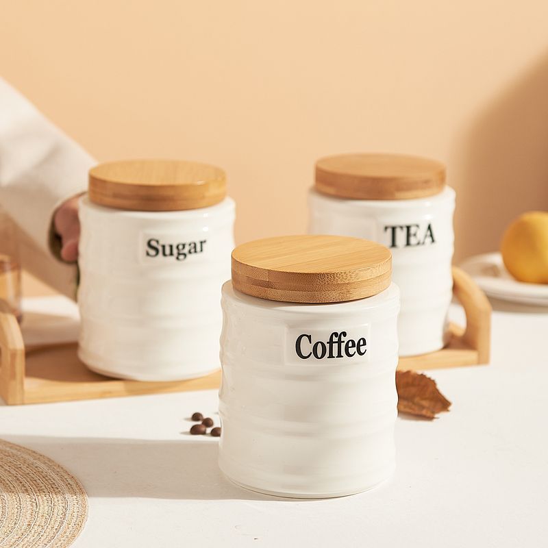 3PCS Ceramic Storage Jars Set  - Kitchen Baking Canisters avaliação e preço