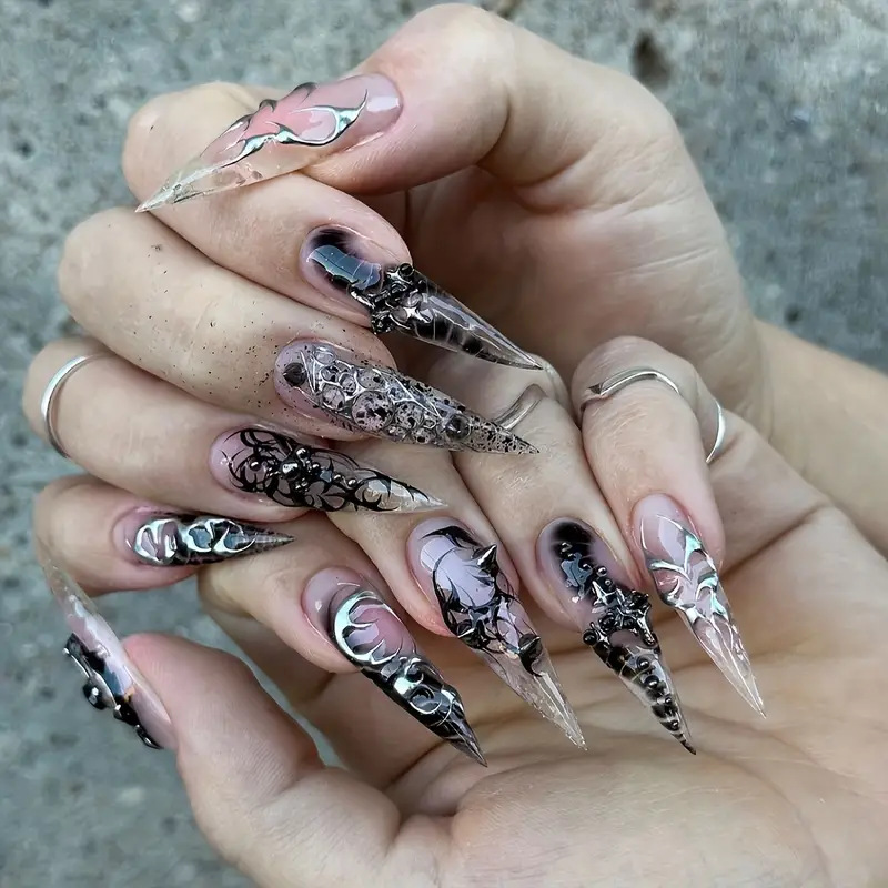 24pcs Long Stiletto False Nail - Decorating Tip Set avaliação e preço