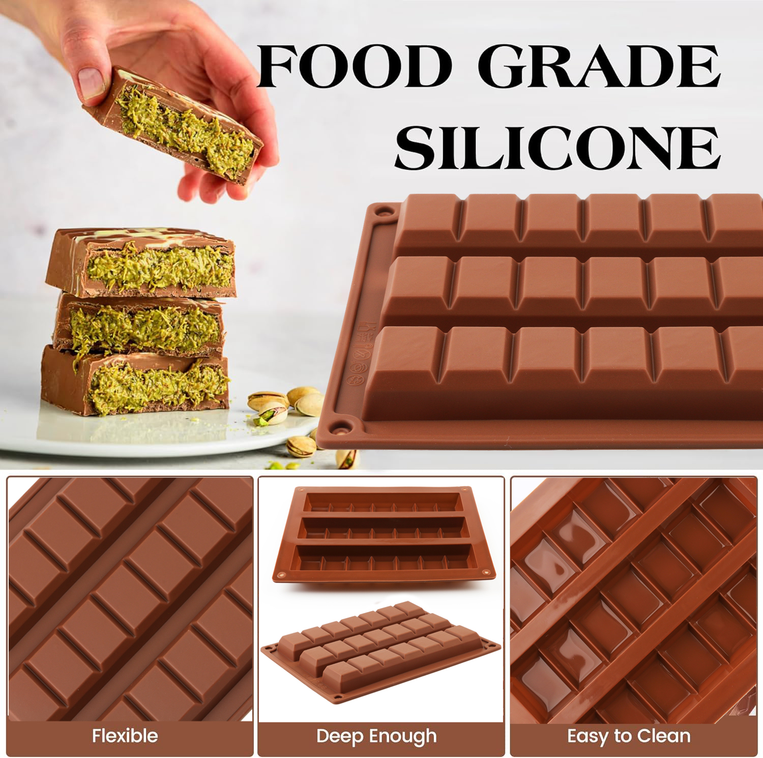 1pcs Silicone Dubai Block Choc - Kitchen Baking Molds avaliação e preço