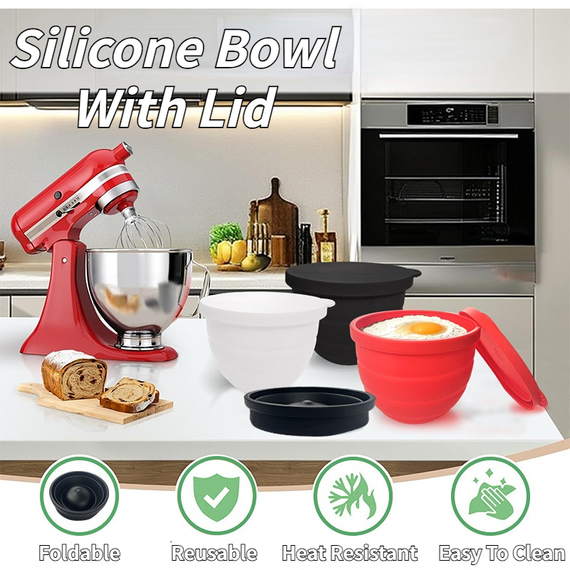 Foldable Silicone Bowl With Li - Kitchen Aid Baking Lid avaliação e preço