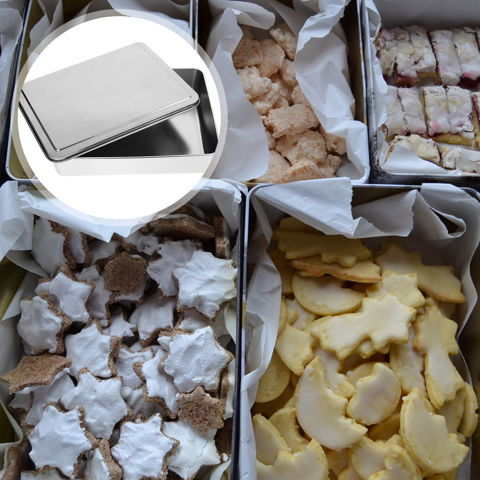 Stainless Steel Tiramisu Cake  - Kitchen Baking Pan Storage avaliação e preço
