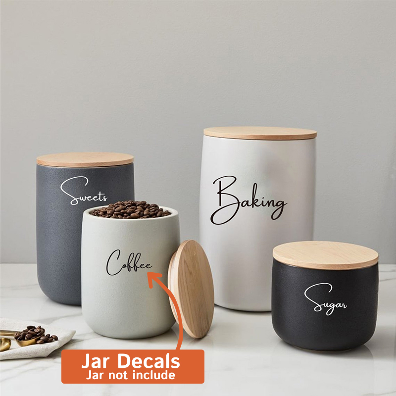 Decal Only 8Pcs Kitchen Organi - Kitchen Baking Canisters avaliação e preço