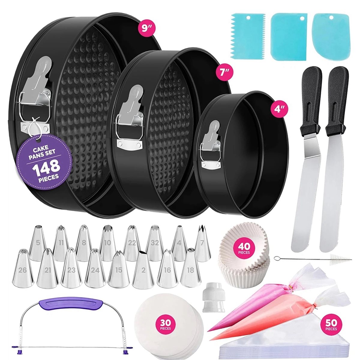 2026 New 148PCS Cake Pan Set f - Springform Pan Set avaliação e preço