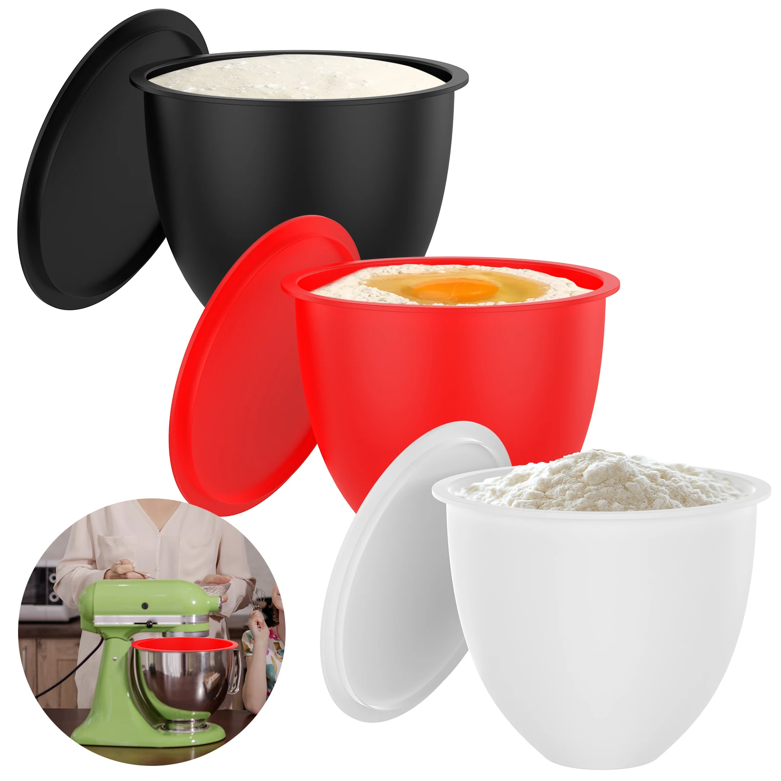 3Pcs Silicone Bowl With Lids I - Kitchen Aid Baking Lid avaliação e preço