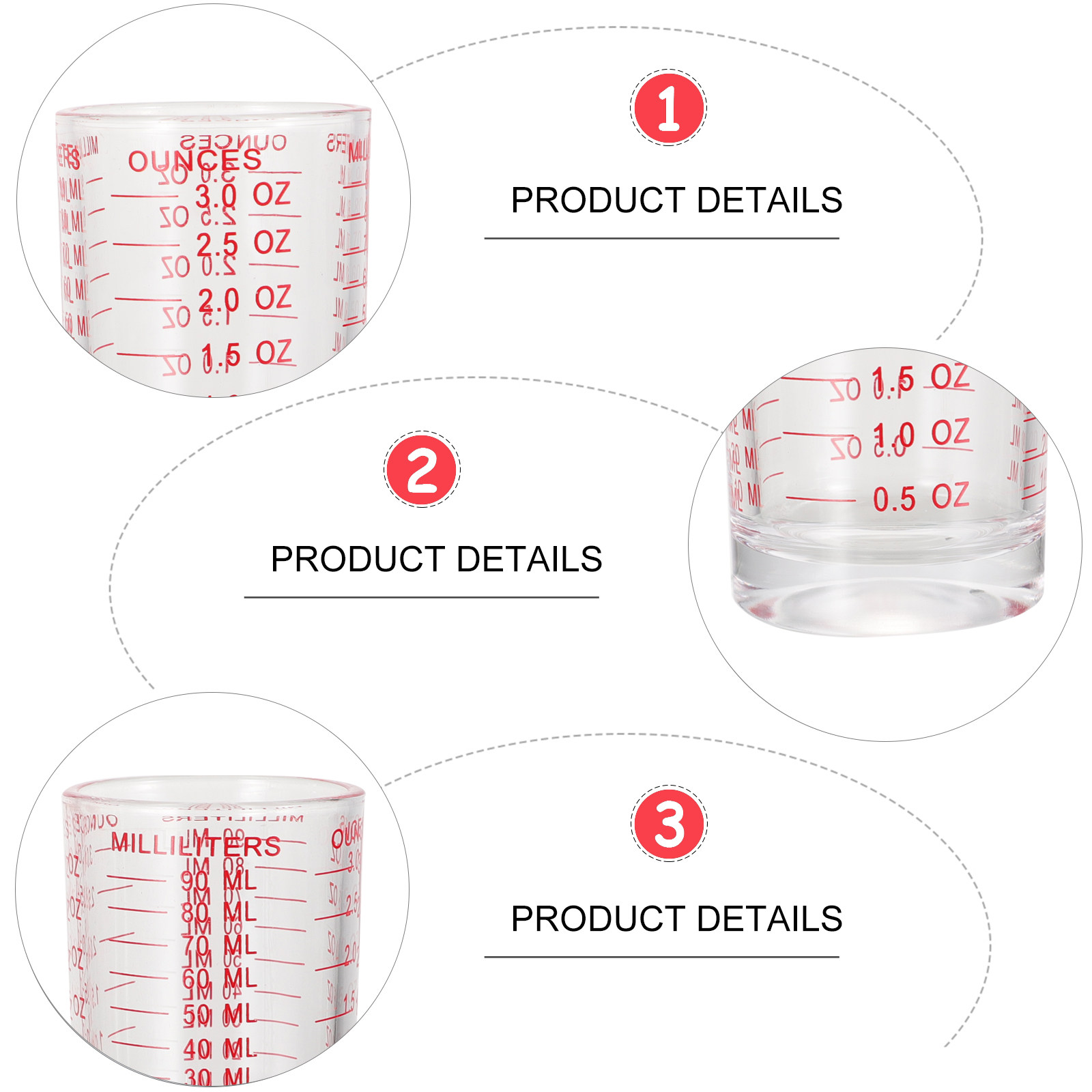 3Pcs Reusable Glass Measuring  - Kitchen With Baking Area avaliação e preço