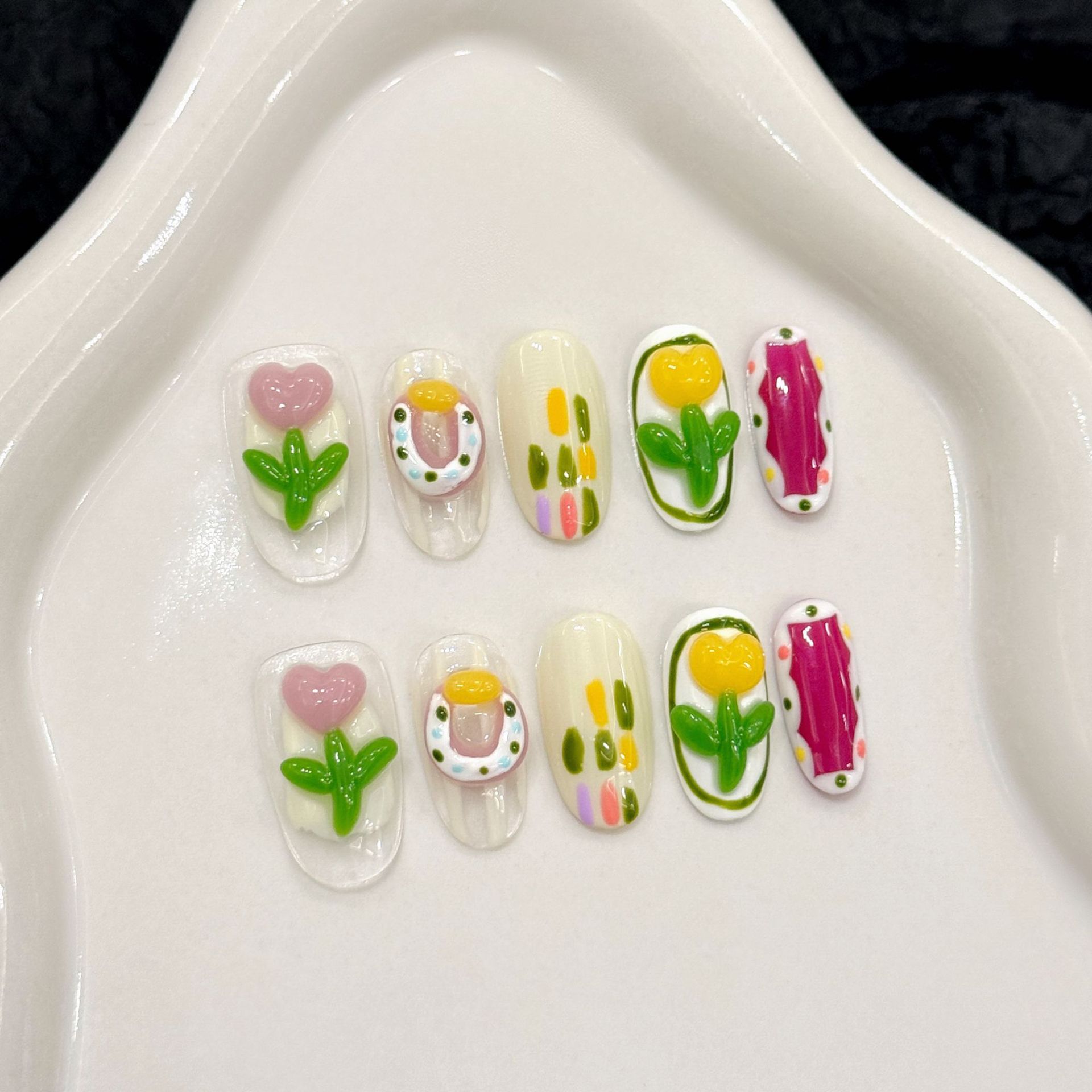 10pcs Handmade Press on Nails  - Decorating Tip Set avaliação e preço