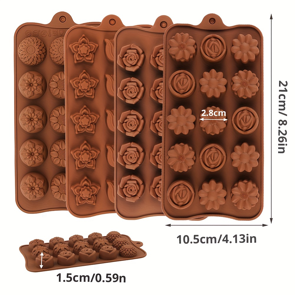 4 Flower-Shaped Chocolate Cand - Kitchen Baking Molds avaliação e preço