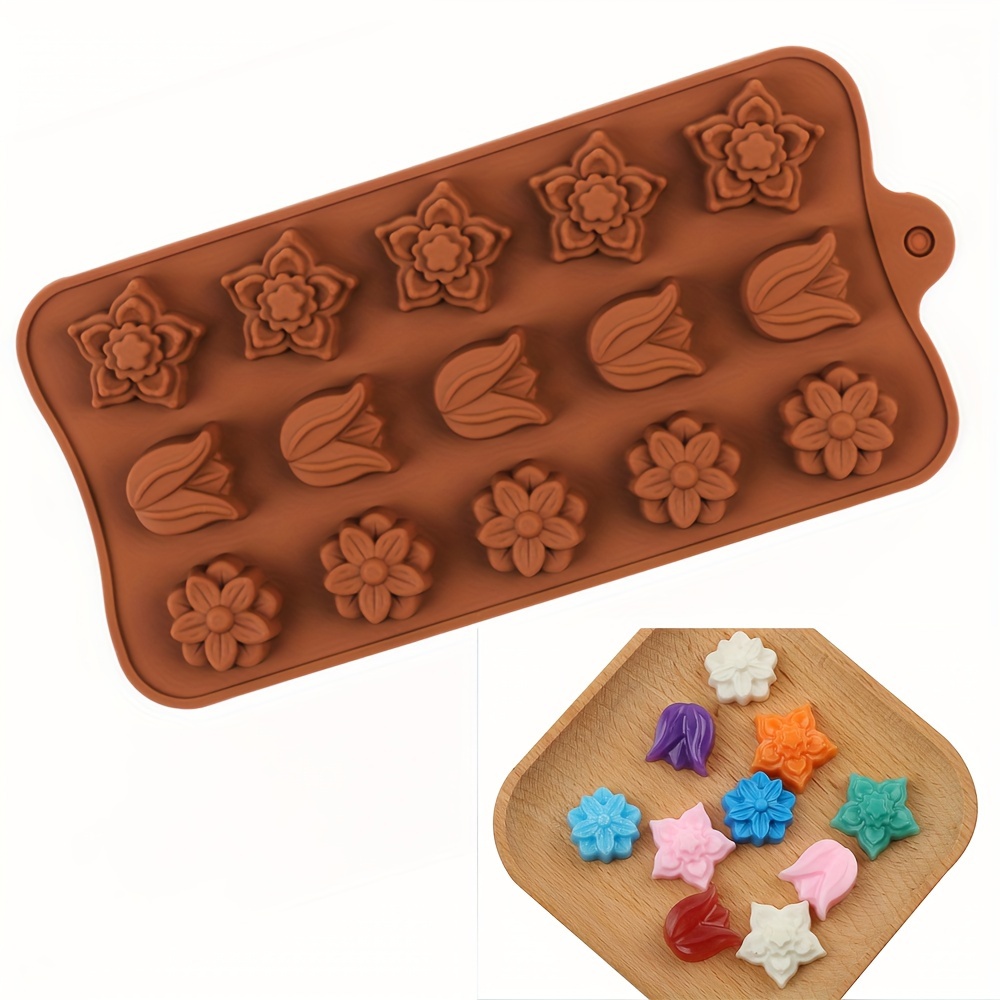 4 Flower-Shaped Chocolate Cand - Kitchen Baking Molds avaliação e preço