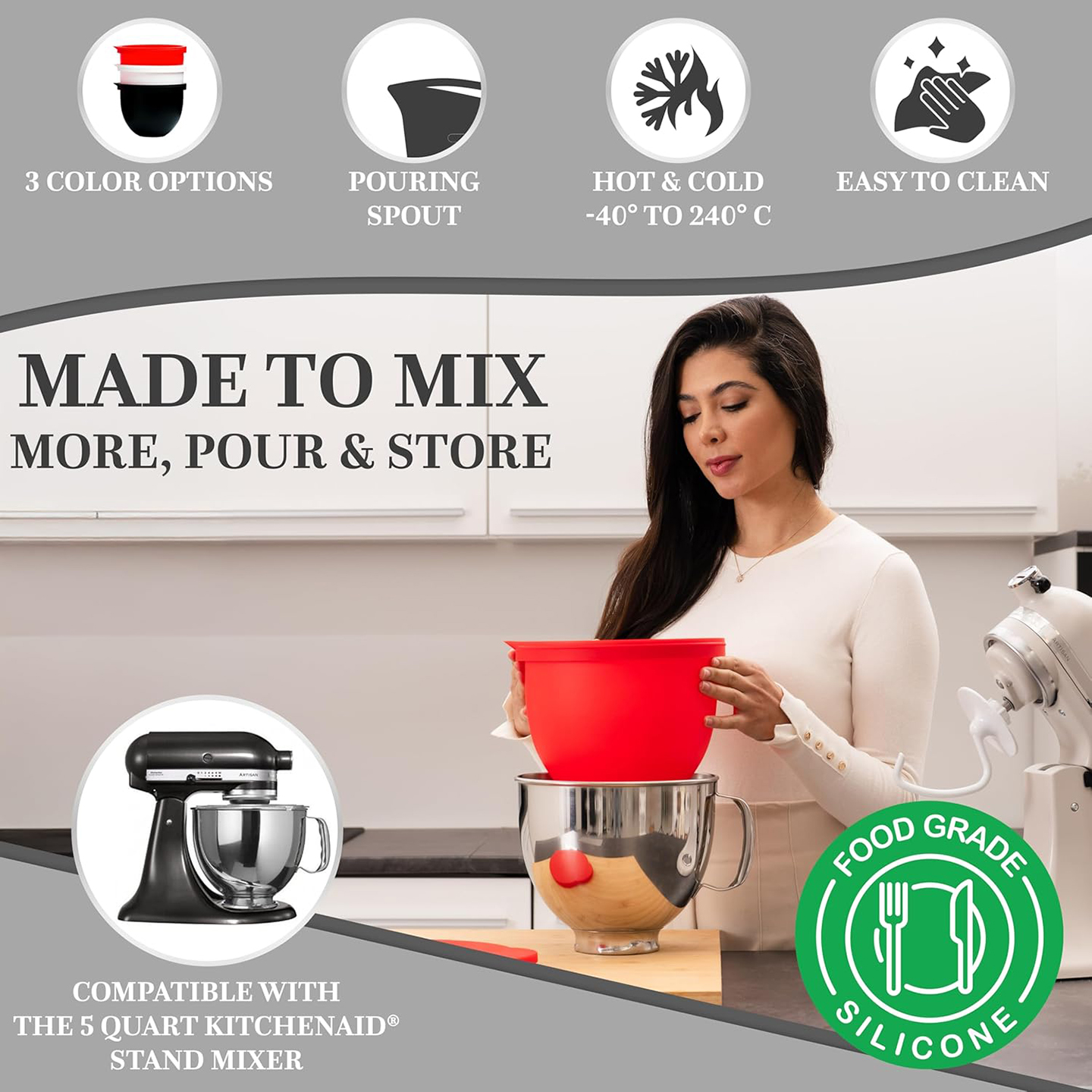 MixAid Silicone Liners for Kit - Kitchen Aid Baking Lid avaliação e preço