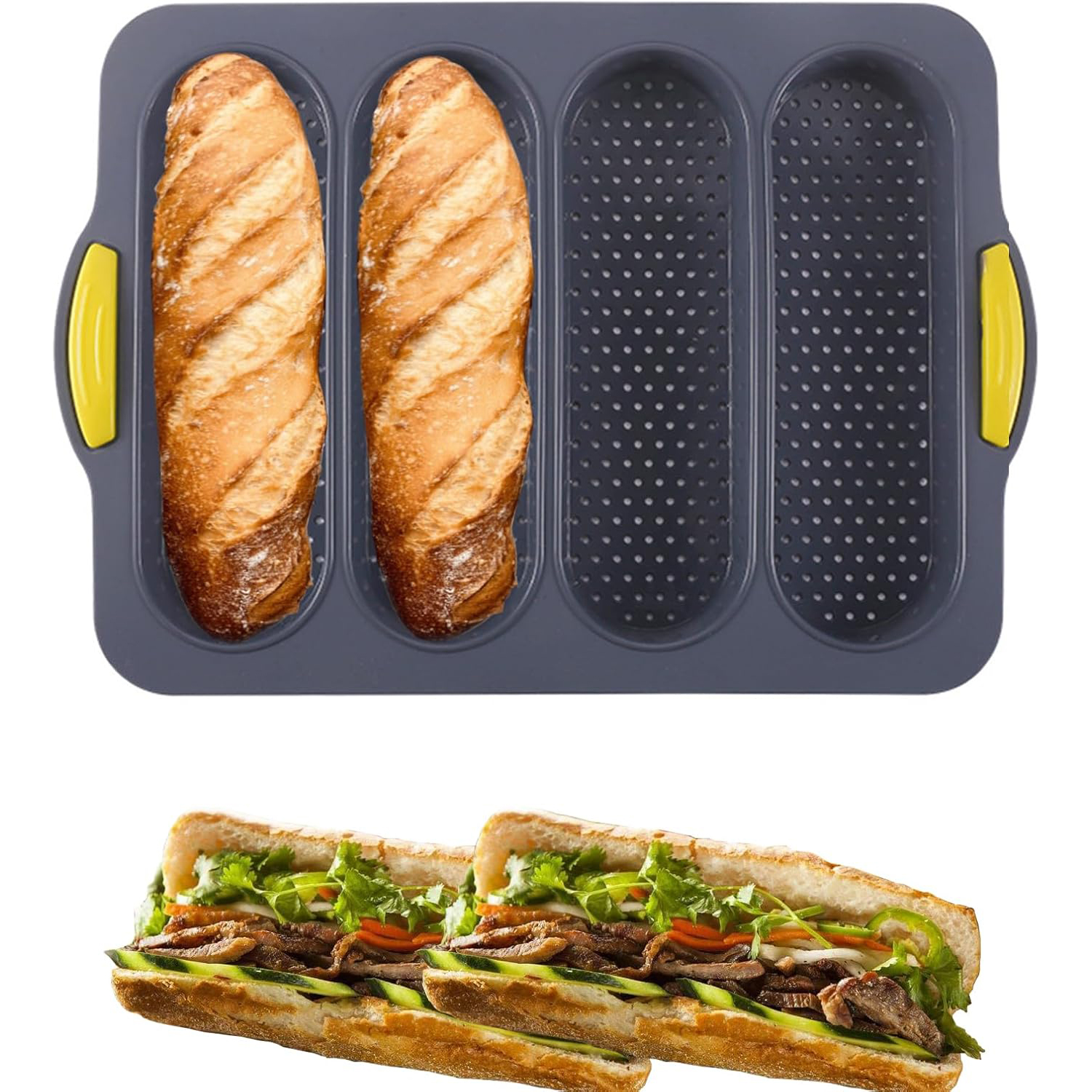 4-cavity Silicone Bread Loaf P - Kitchen Baking Store avaliação e preço