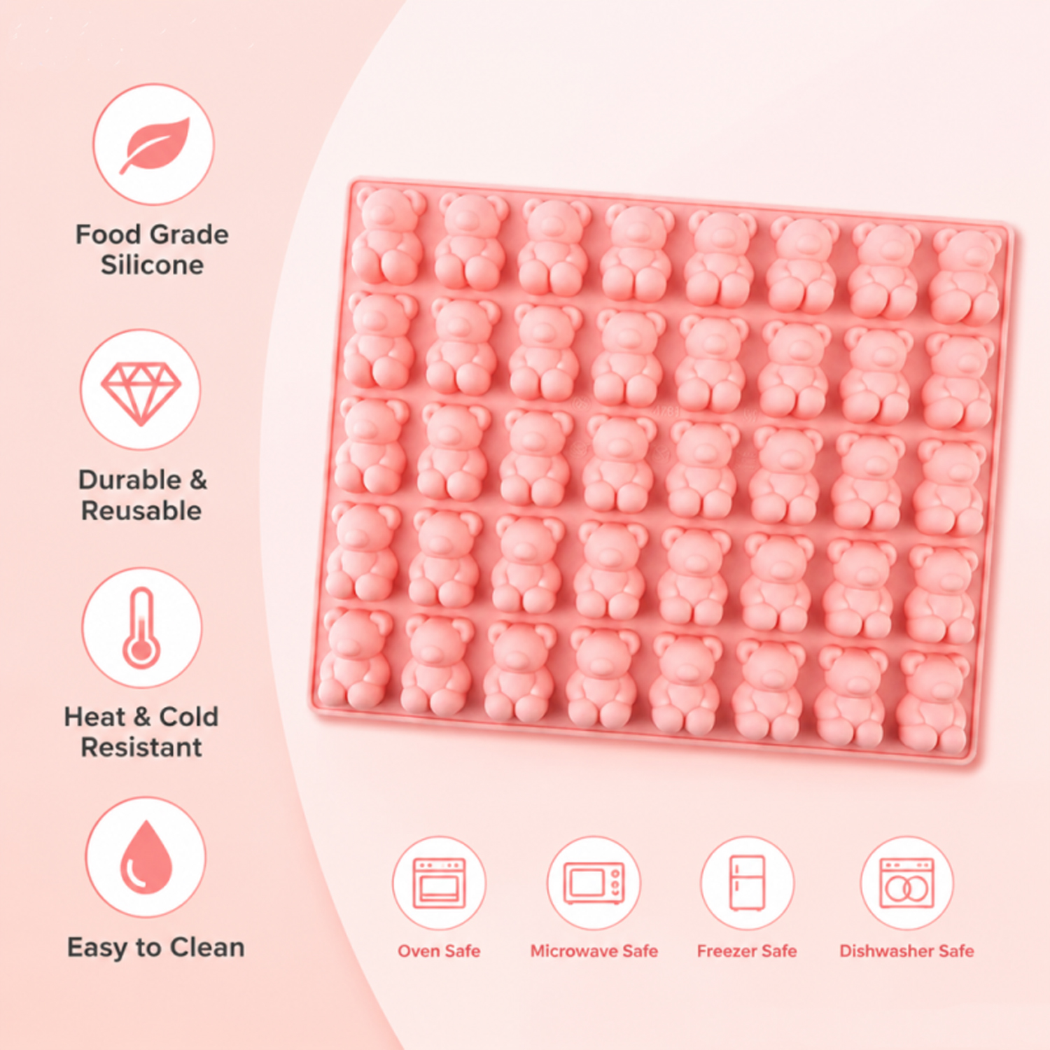 40-Piece Bear-Shaped Silicone  - Kitchen Baking Molds avaliação e preço