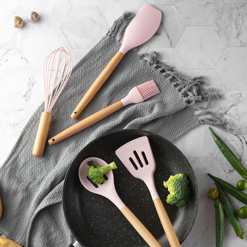 Wooden pink Wooden handle Kitc - Kitchen Baking Pan Storage avaliação e preço