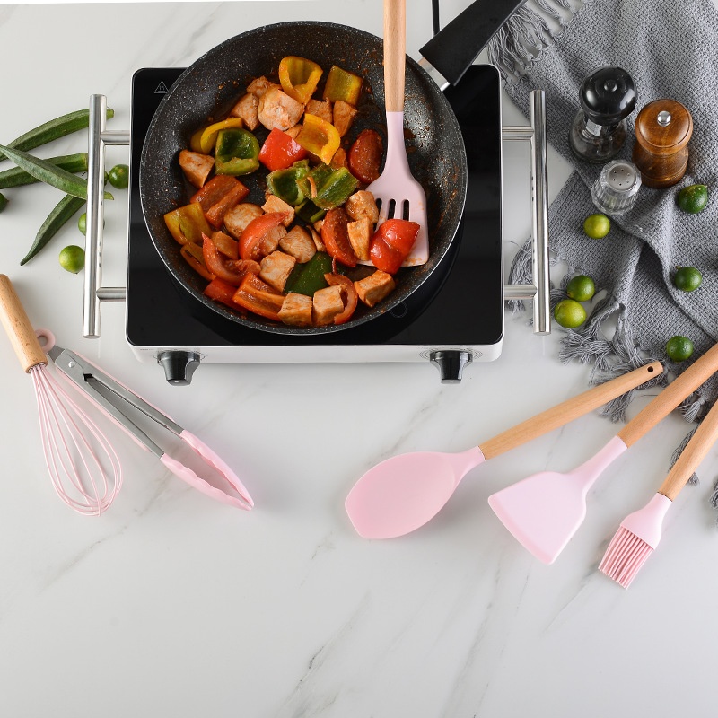 Wooden pink Wooden handle Kitc - Kitchen Baking Pan Storage avaliação e preço