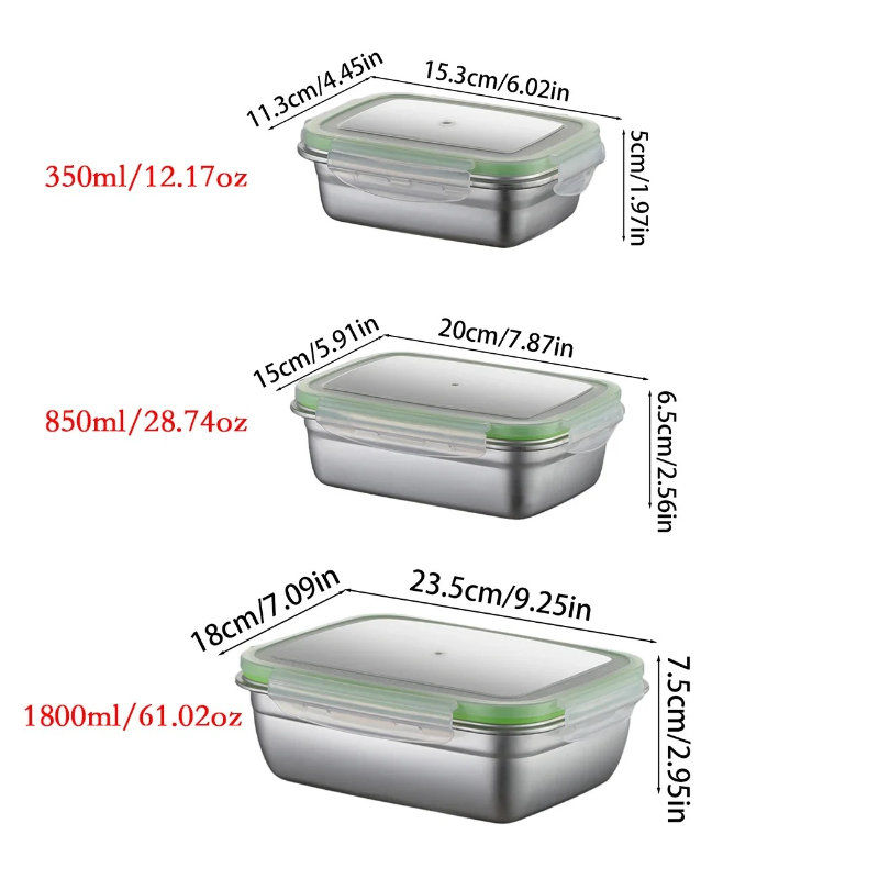 304 Stainless Steel Lunch Box  - Kitchen Baking Tins avaliação e preço