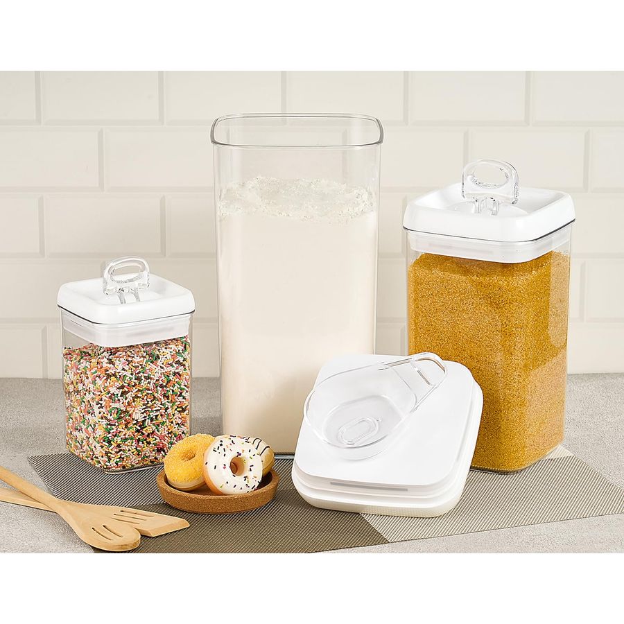 Flip Tite Acrylic Food Storage - Kitchen Baking Canisters avaliação e preço