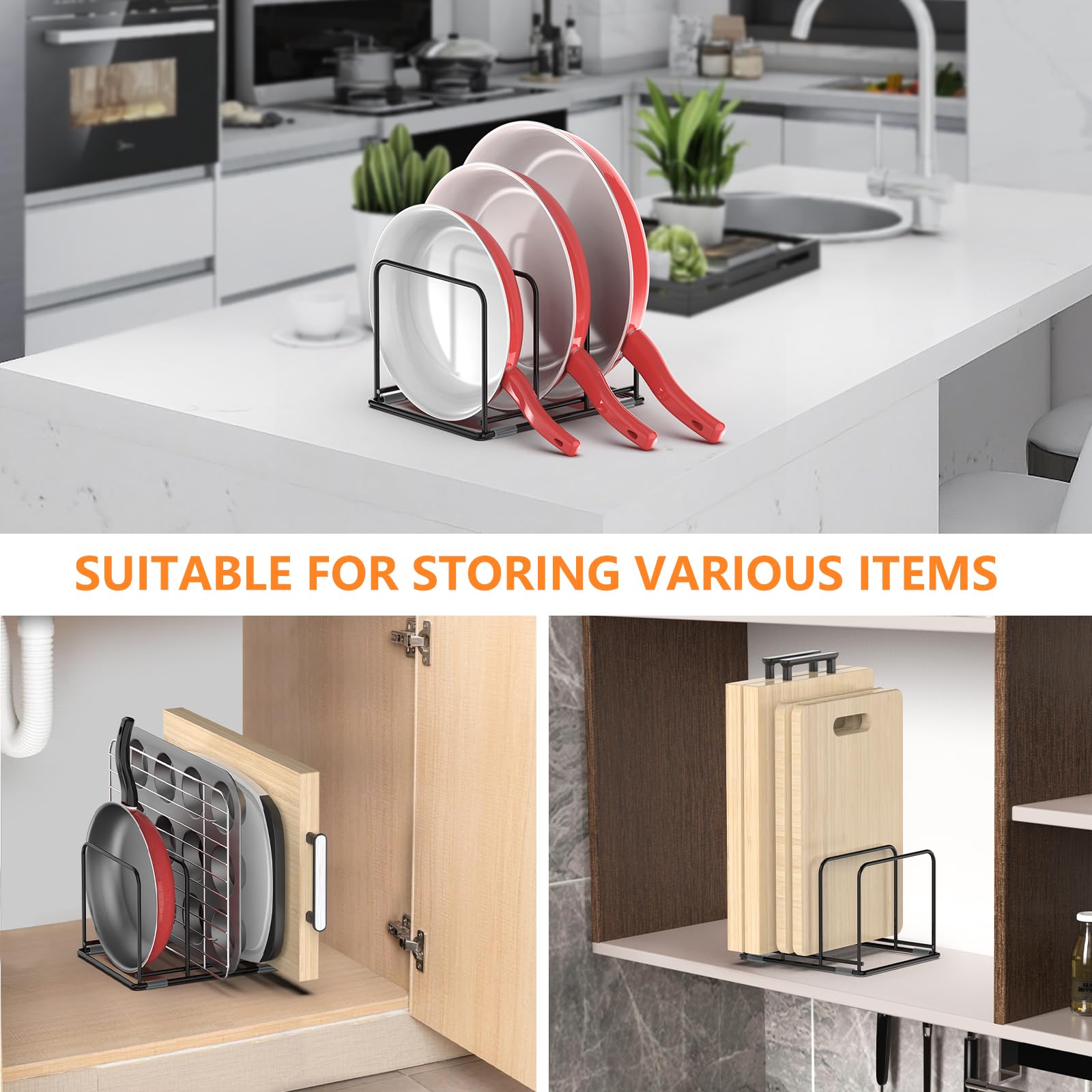Pan Organizer Kitchen Cabinet  - Kitchen Baking Pan Storage avaliação e preço