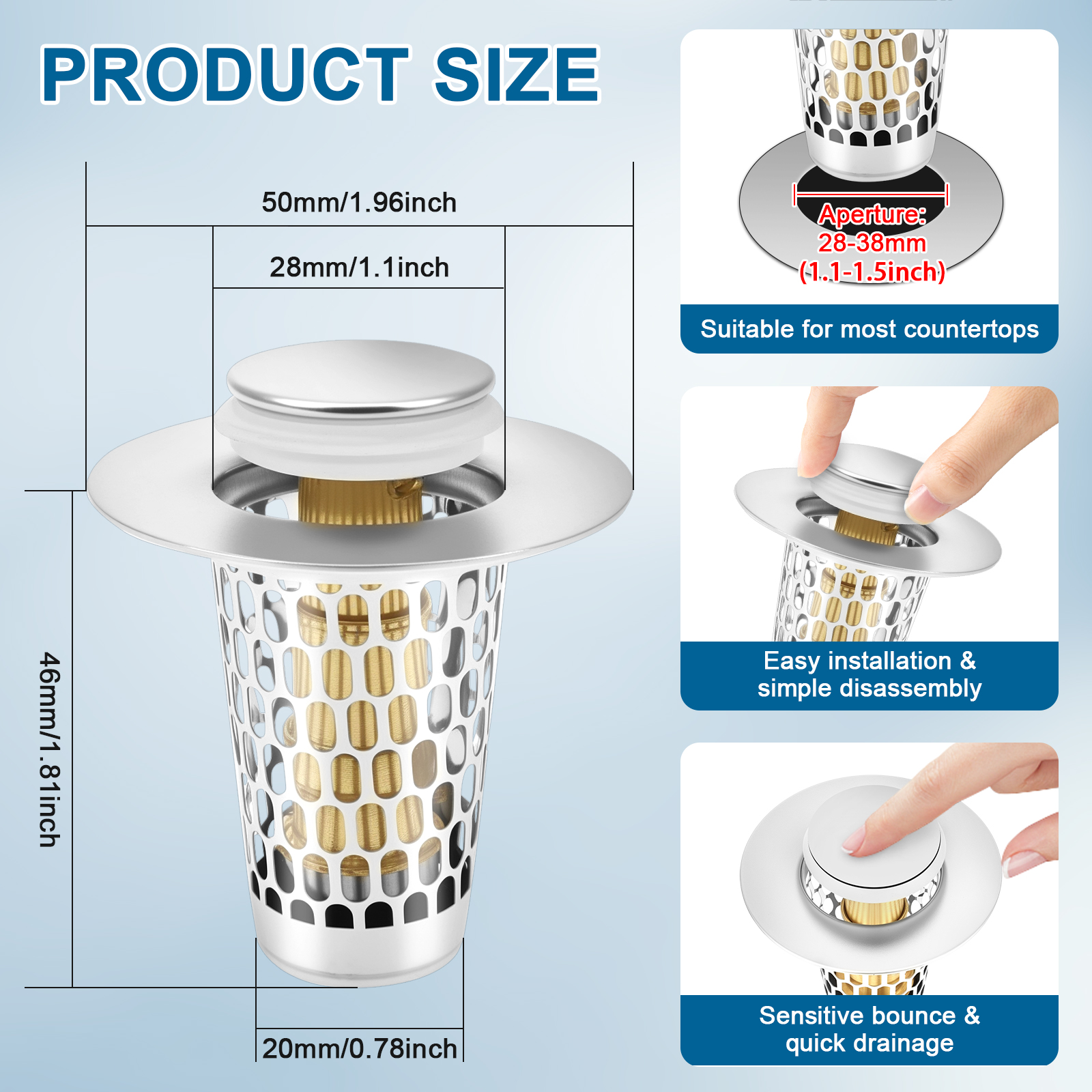 2/4Pc Pop Up Sink Drain Strain - Kitchen Up avaliação e preço