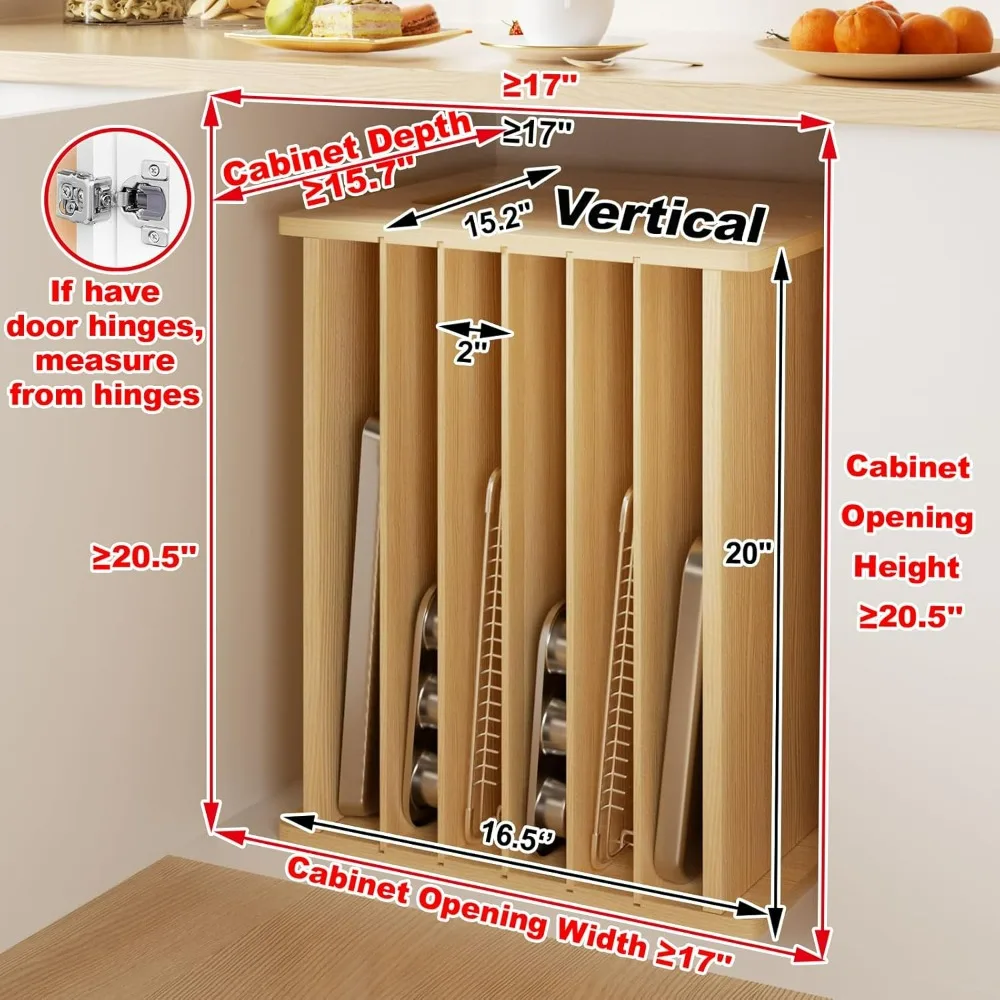 Wooden 7-Tier Cabinet Dividers - Kitchen Baking Pan Storage avaliação e preço