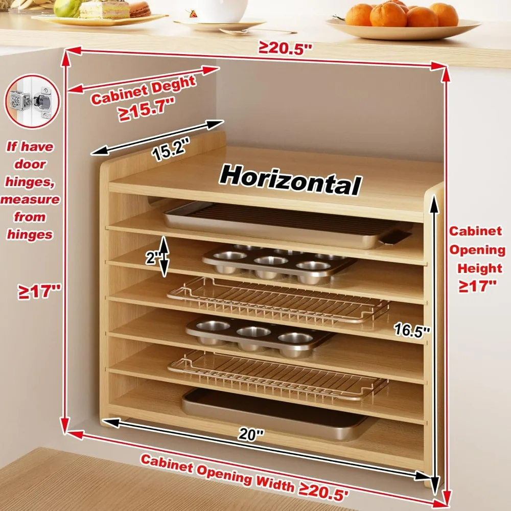 Wooden 7-Tier Cabinet Dividers - Kitchen Baking Pan Storage avaliação e preço