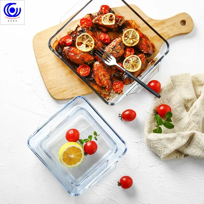 Large Capacity Toughened Glass - Kitchen Baking Pan Storage avaliação e preço