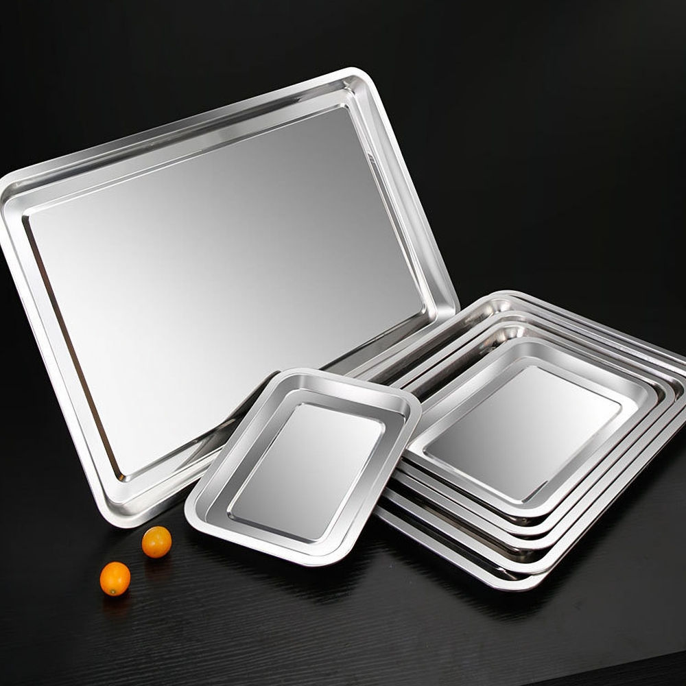 1PCS Stainless Steel Food Tray - Kitchen Baking Pan Storage avaliação e preço