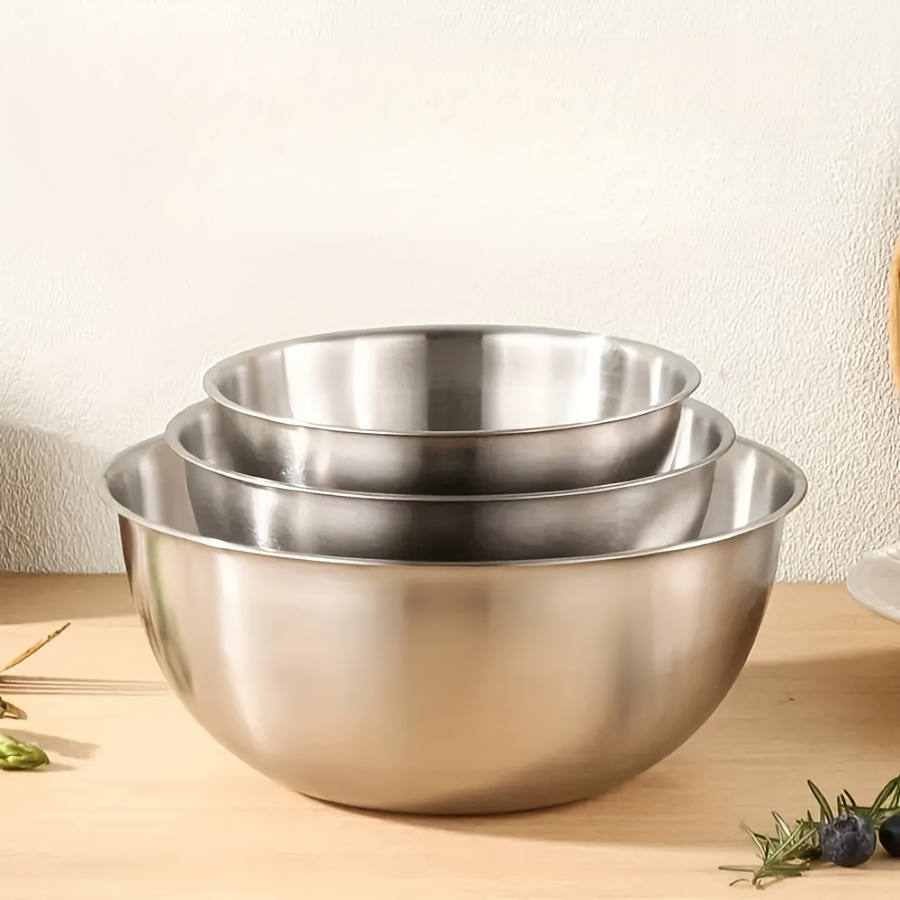 3pcs Stainless Steel Salad Bow - Kitchen Baking Store avaliação e preço