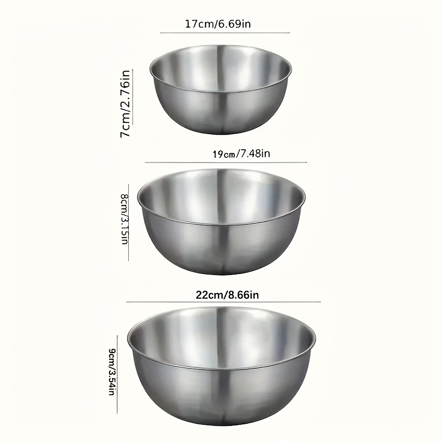 3pcs Stainless Steel Salad Bow - Kitchen Baking Store avaliação e preço