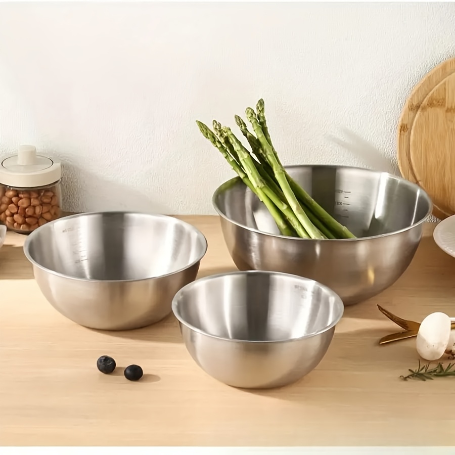 3pcs Stainless Steel Salad Bow - Kitchen Baking Store avaliação e preço
