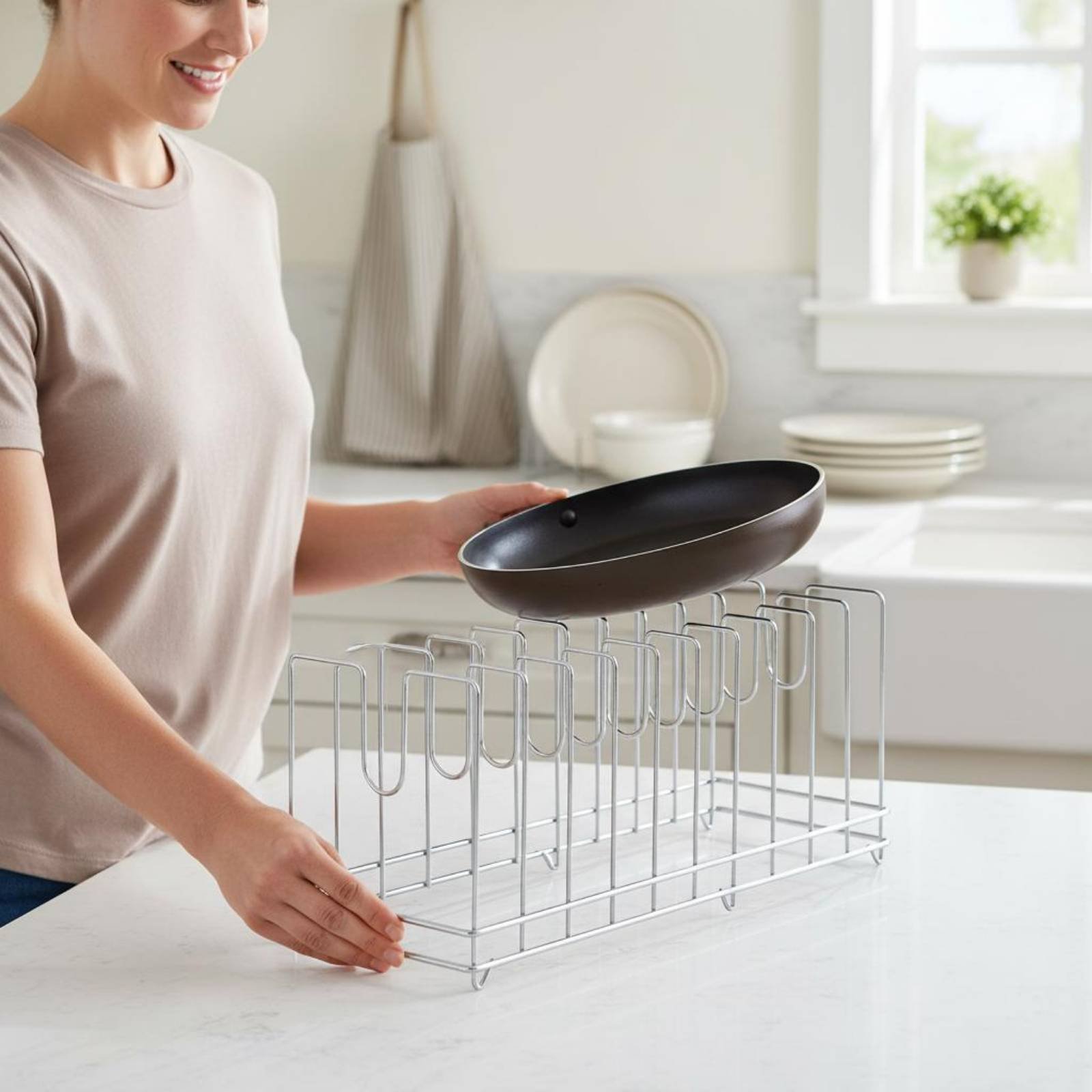 Pizza Pan Rack Space Saving Ba - Kitchen Baking Pan Storage avaliação e preço